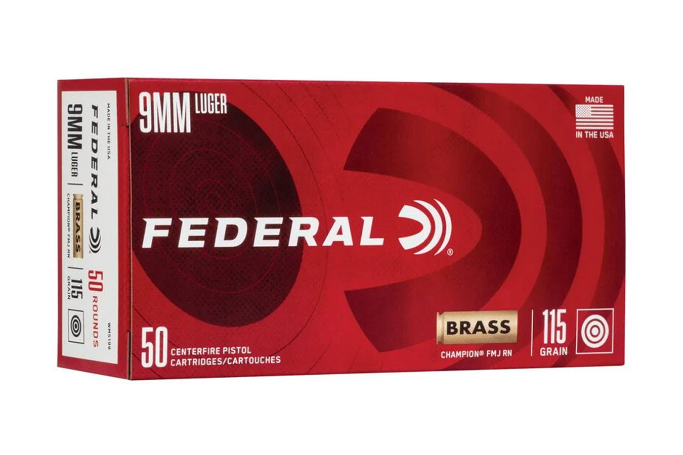 FEDERAL AMMUNITION 9mm 115 gr FMJ Champion Training 50/Box